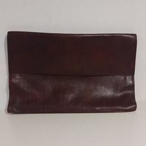 Cambridge Vintage Document Case Thick Brown Pebbled Leather Magnetic Closure